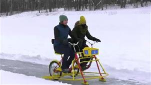 来自租赁公司的新创意 冰上自行车问世阿西尼博因河