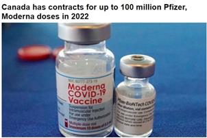 加拿大2022年签了1亿剂辉瑞和Moderna疫苗合同