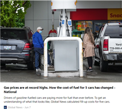 加拿大最常见五款车加满油要多少？Civic要$100了