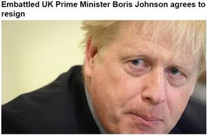 英国首相约翰逊同意辞职