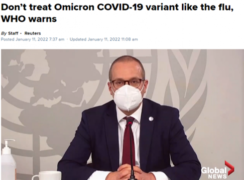 WHO警告：Omicron还不能当作流感