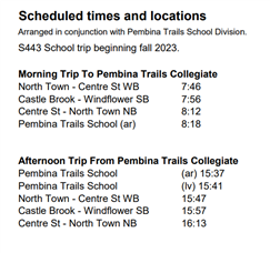 Pembina Trails高中新增公交路线